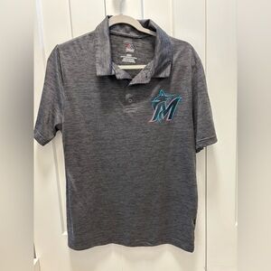 Majestic Athletic Men's Miami Marlins Endless Flow Short-Sleeve Polo Size M